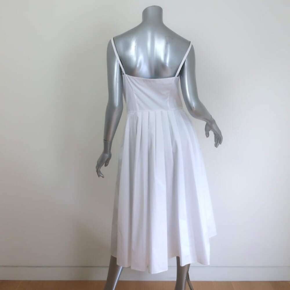 Prada Convertible Pleated Midi Dress White Cotton Poplin Size 40 NEW - Picture 7 of 9